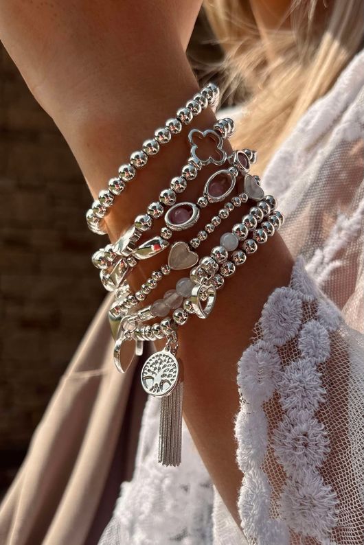Laundry B Free Spirit Stretch Stacker Bracelet Triple Clover Silver